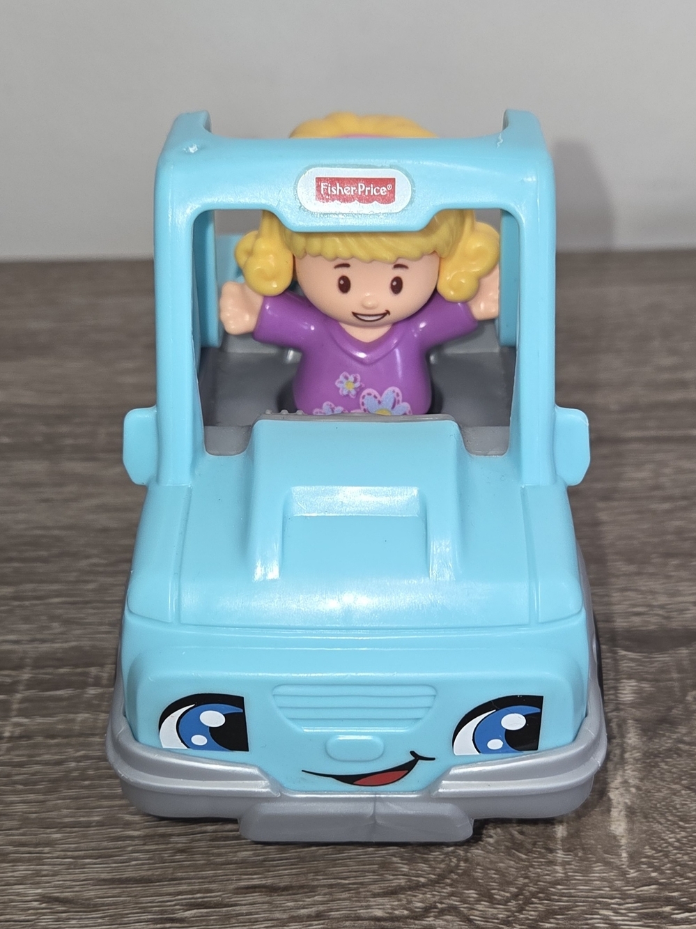 Fisher Price Little People Help A Friend Blue Pickup Teal Truck w/Blonde Girl.